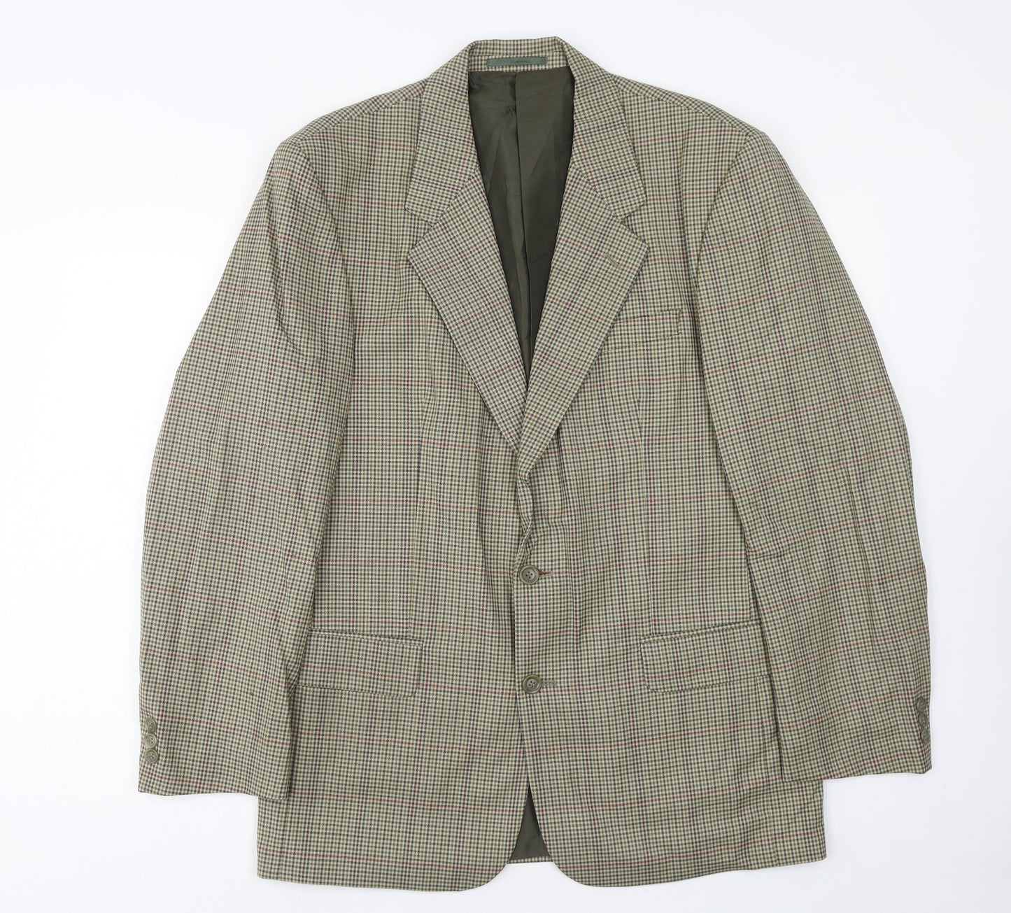 BHS Mens Grey Check Wool Jacket Suit Jacket Size 40 Regular