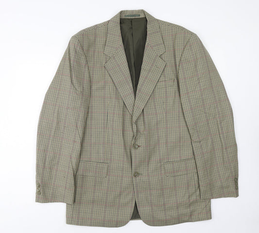 BHS Mens Grey Check Wool Jacket Suit Jacket Size 40 Regular