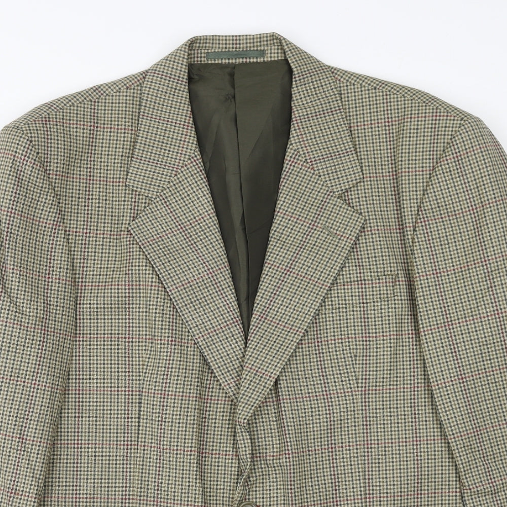 BHS Mens Grey Check Wool Jacket Suit Jacket Size 40 Regular
