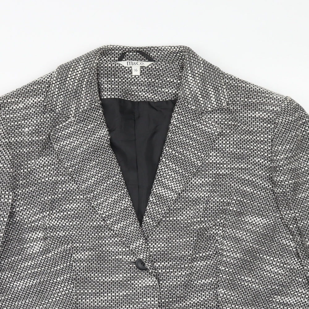 M&Co Womens Grey Jacket Blazer Size 16 Button - Marl