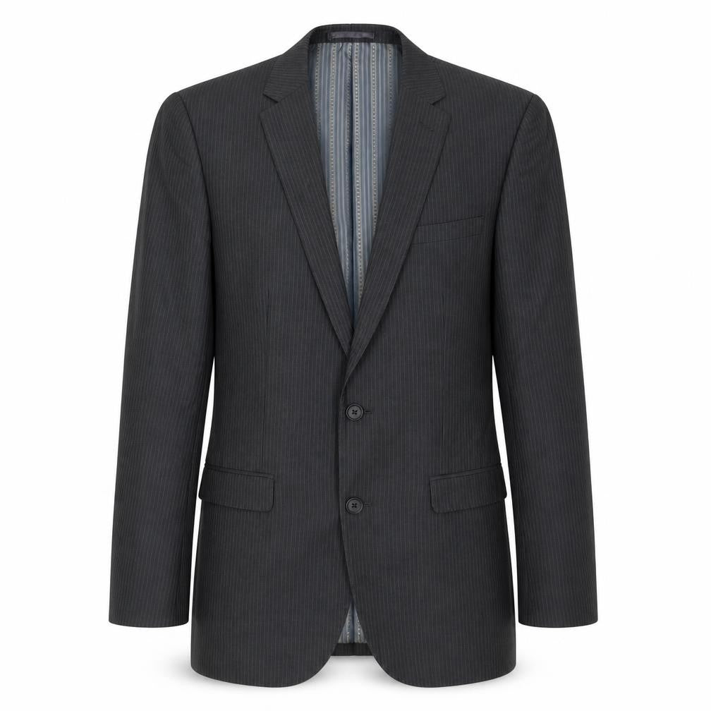 Limited Collection Mens Grey Striped Polyester Jacket Suit Jacket Size 38 Regular