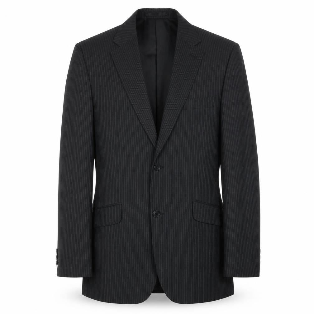 Tom english Mens Black Striped Polyester Jacket Suit Jacket Size 40 Regular