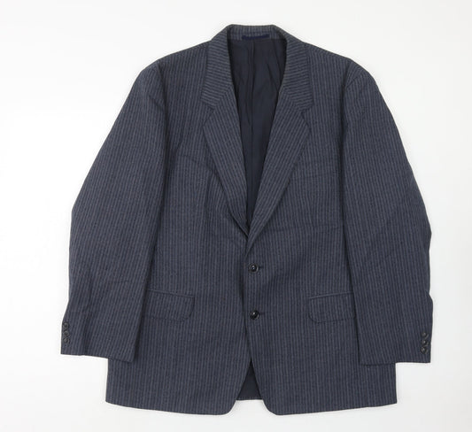 Trym Mens Blue Striped Polyester Jacket Suit Jacket Size 44 Regular