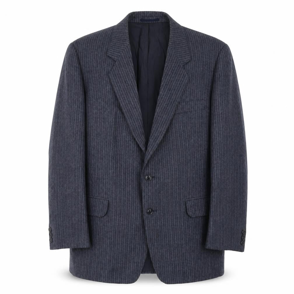 Trym Mens Blue Striped Polyester Jacket Suit Jacket Size 44 Regular