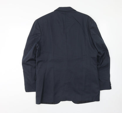 Pin stripe Mens Blue Polyester Jacket Suit Jacket Size 40 Regular