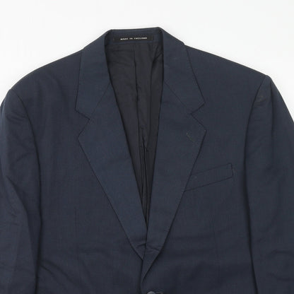 Pin stripe Mens Blue Polyester Jacket Suit Jacket Size 40 Regular