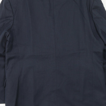Pin stripe Mens Blue Polyester Jacket Suit Jacket Size 40 Regular