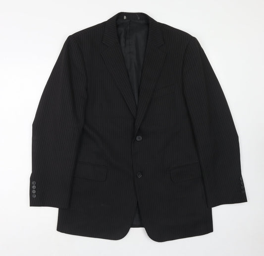Taylor & Wright Mens Black Striped Polyester Jacket Suit Jacket Size 40 Regular