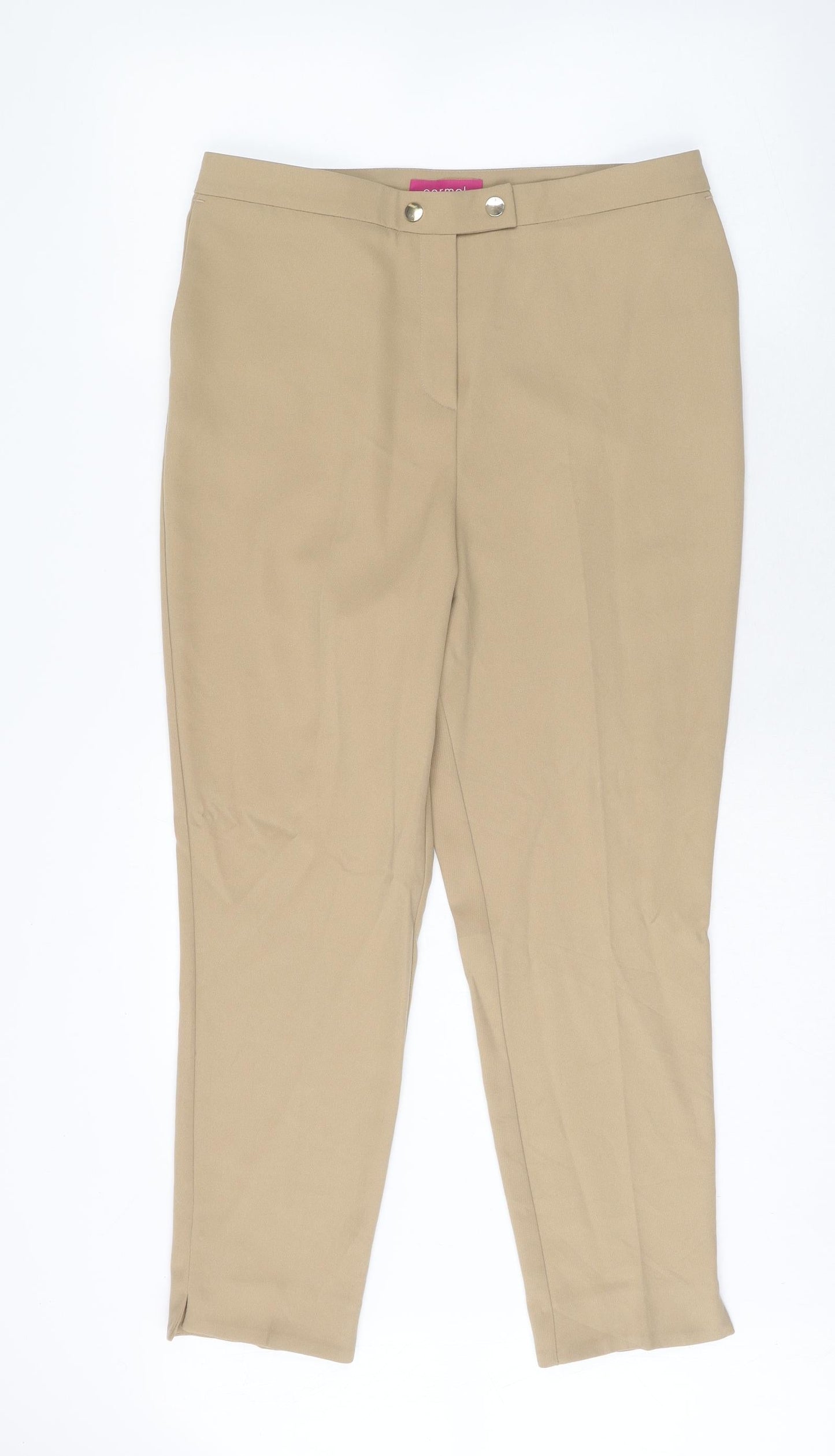 Preworn Womens Brown Polyester Trousers Size 32 in Regular Zip