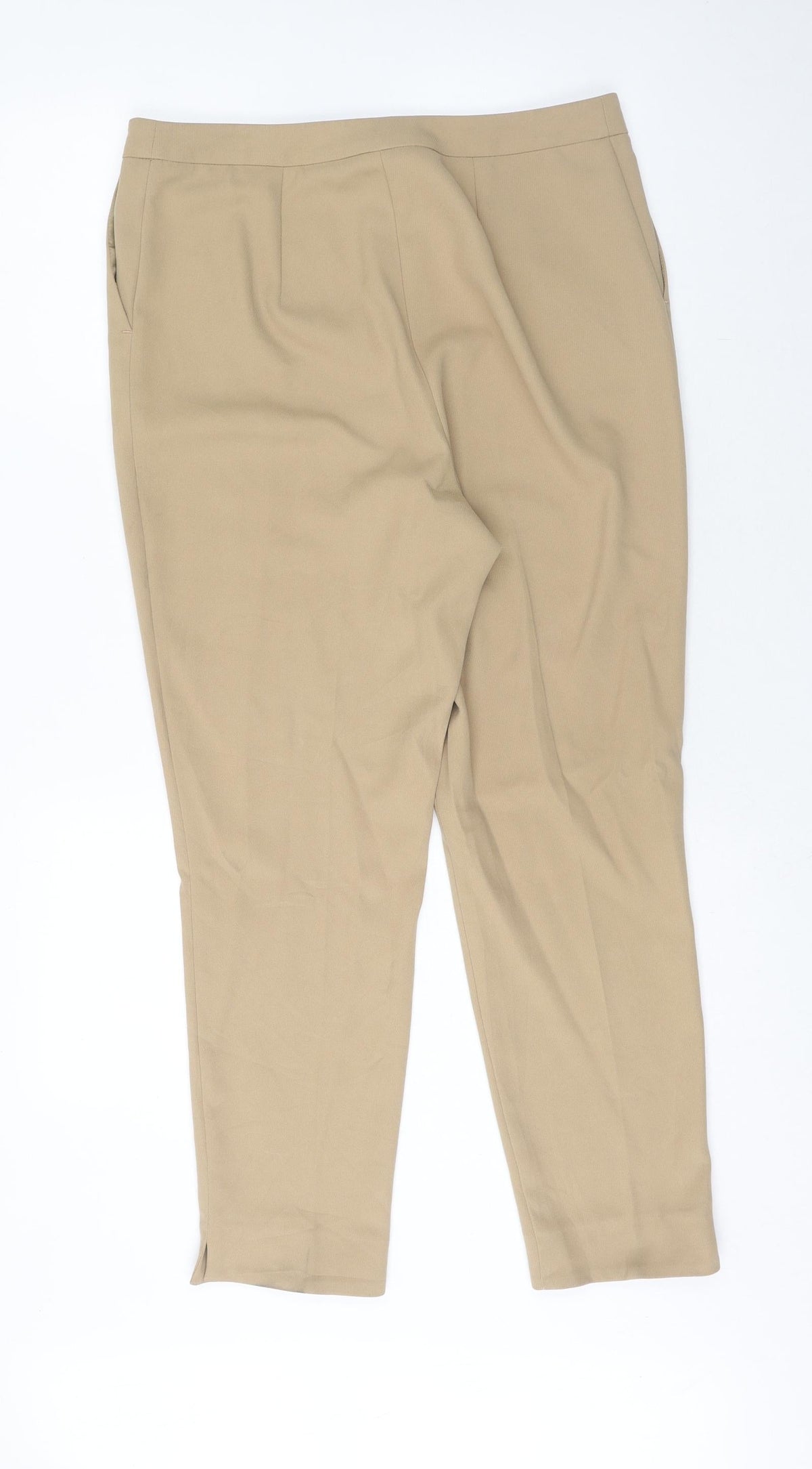 Preworn Womens Brown Polyester Trousers Size 32 in Regular Zip