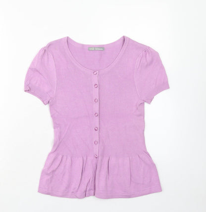 Marks & Spencer Womens Pink Scoop Neck Viscose Pullover Jumper Size 12 - Drop hem