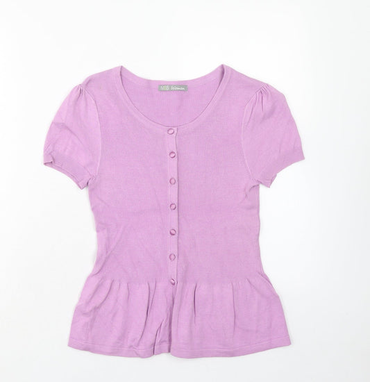 Marks and Spencer Womens Pink Scoop Neck Viscose Pullover Jumper Size 12 - Drop hem