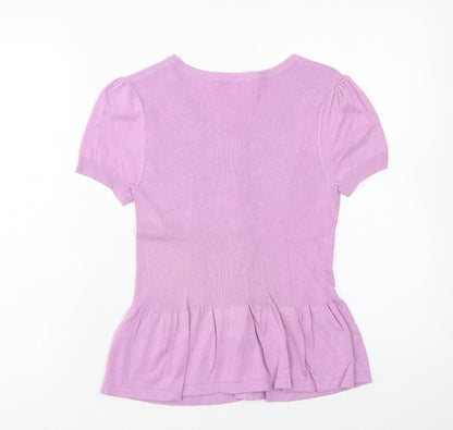Marks & Spencer Womens Pink Scoop Neck Viscose Pullover Jumper Size 12 - Drop hem