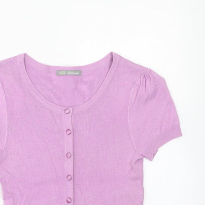 Marks & Spencer Womens Pink Scoop Neck Viscose Pullover Jumper Size 12 - Drop hem