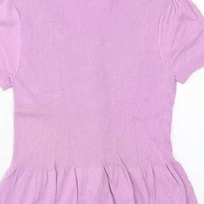 Marks & Spencer Womens Pink Scoop Neck Viscose Pullover Jumper Size 12 - Drop hem