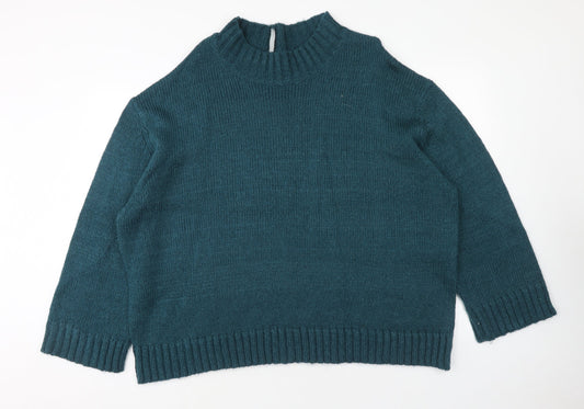 Intuition Womens Blue Mock Neck Acrylic Pullover Jumper Size 20 - Size 20-22