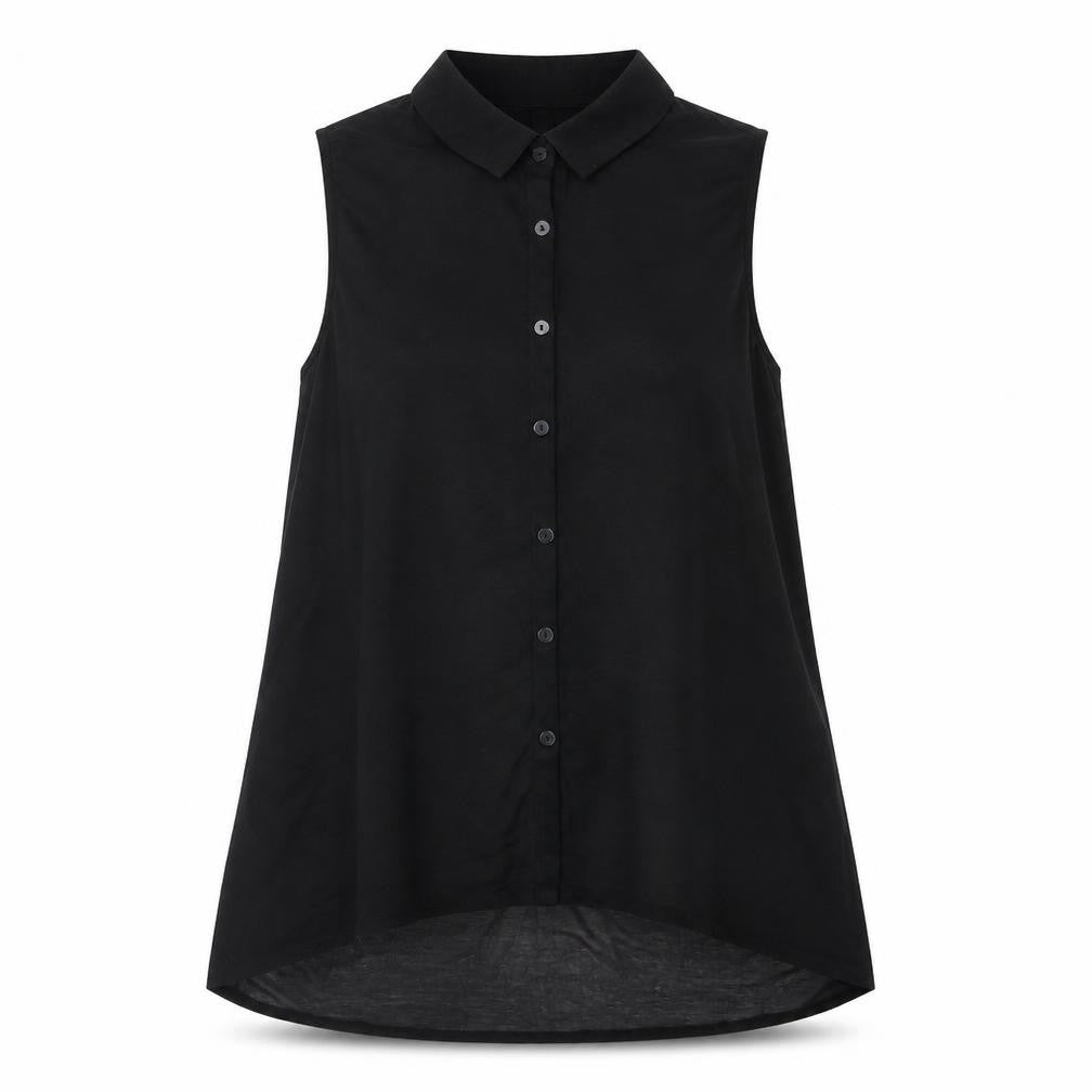 H&M Womens Black Polyester Basic Button-Up Size 8 Collared