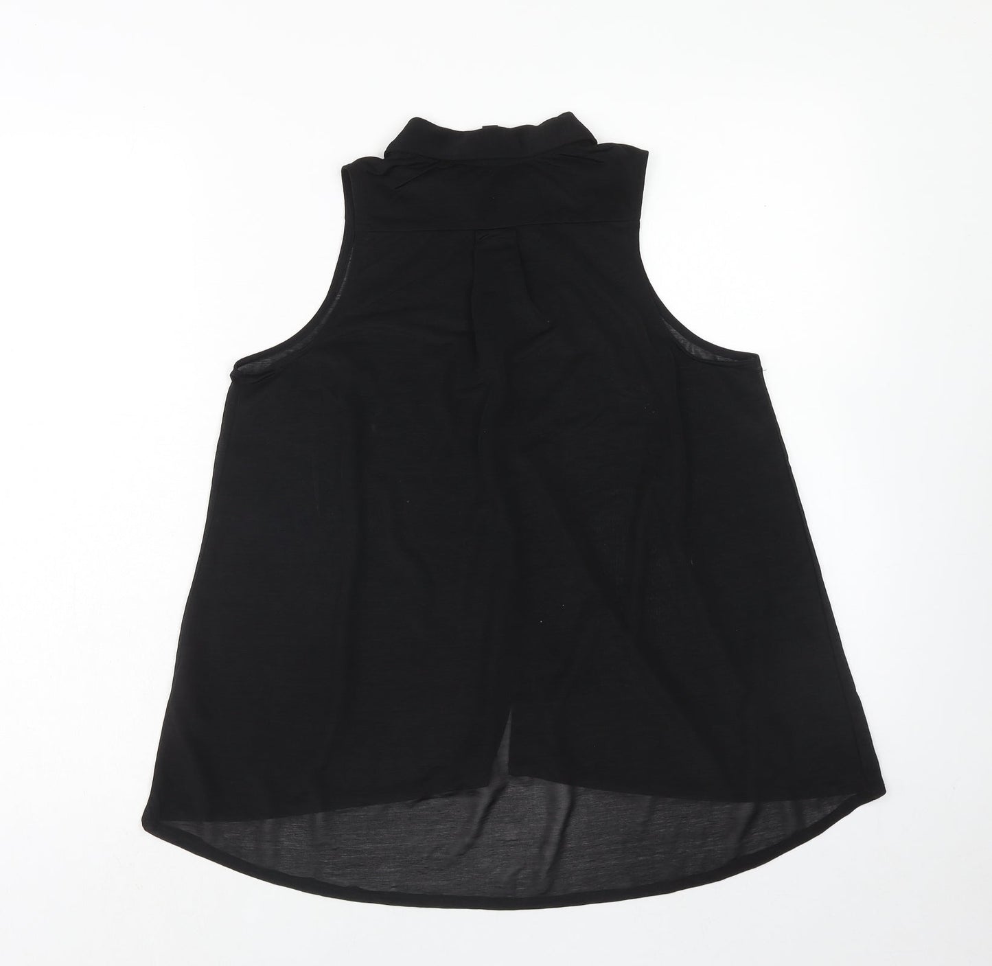H&M Womens Black Polyester Basic Button-Up Size 8 Collared