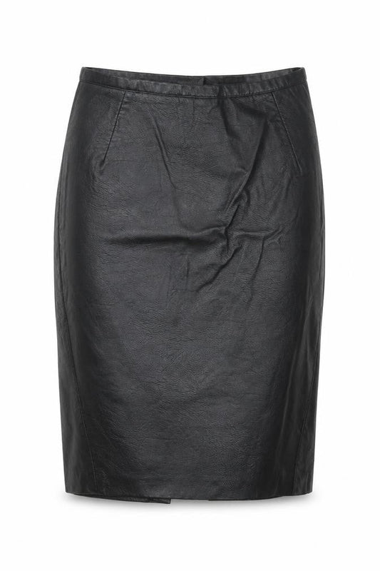H&M Womens Blue Viscose A-Line Skirt Size 6 Regular Zip - Leather Look
