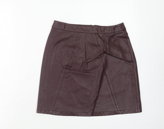 George Womens Purple Polyurethane Straight & Pencil Skirt Size 8 Zip