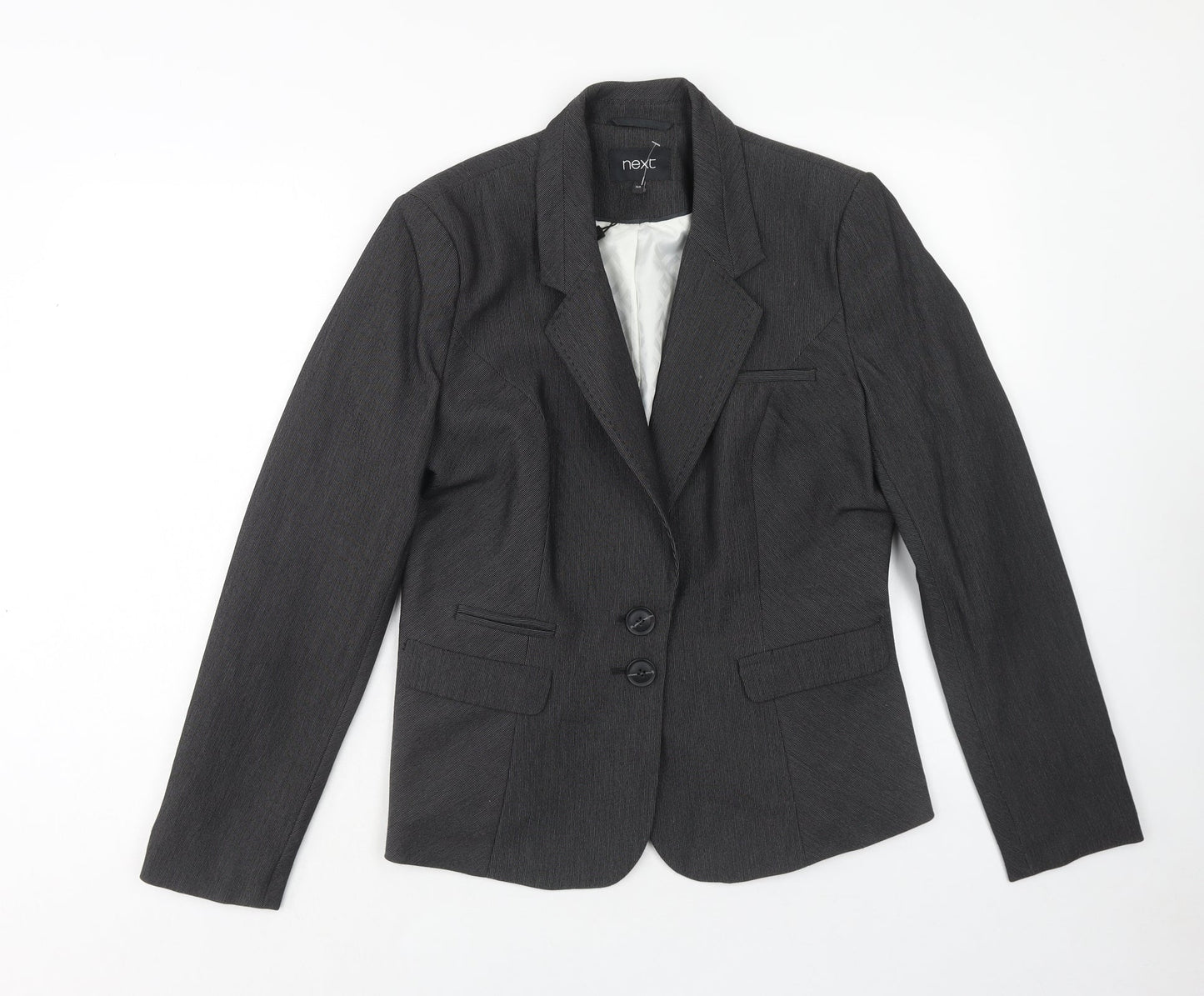 NEXT Womens Grey Polyester Jacket Blazer Size 14 Button