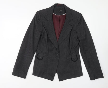 Next Womens Grey Polyester Jacket Blazer Size 10 Button