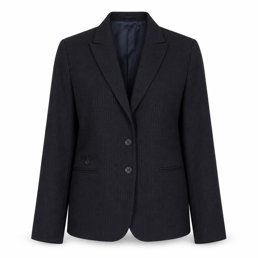 NEXT Womens Blue Pinstripe Polyester Jacket Suit Jacket Size 12 Button