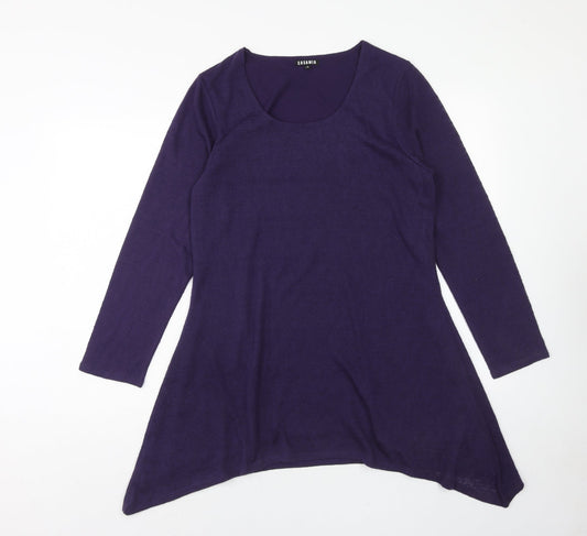 Casamia Womens Purple Polyester Trapeze & Swing Size S Scoop Neck Pullover - Hanky Hem