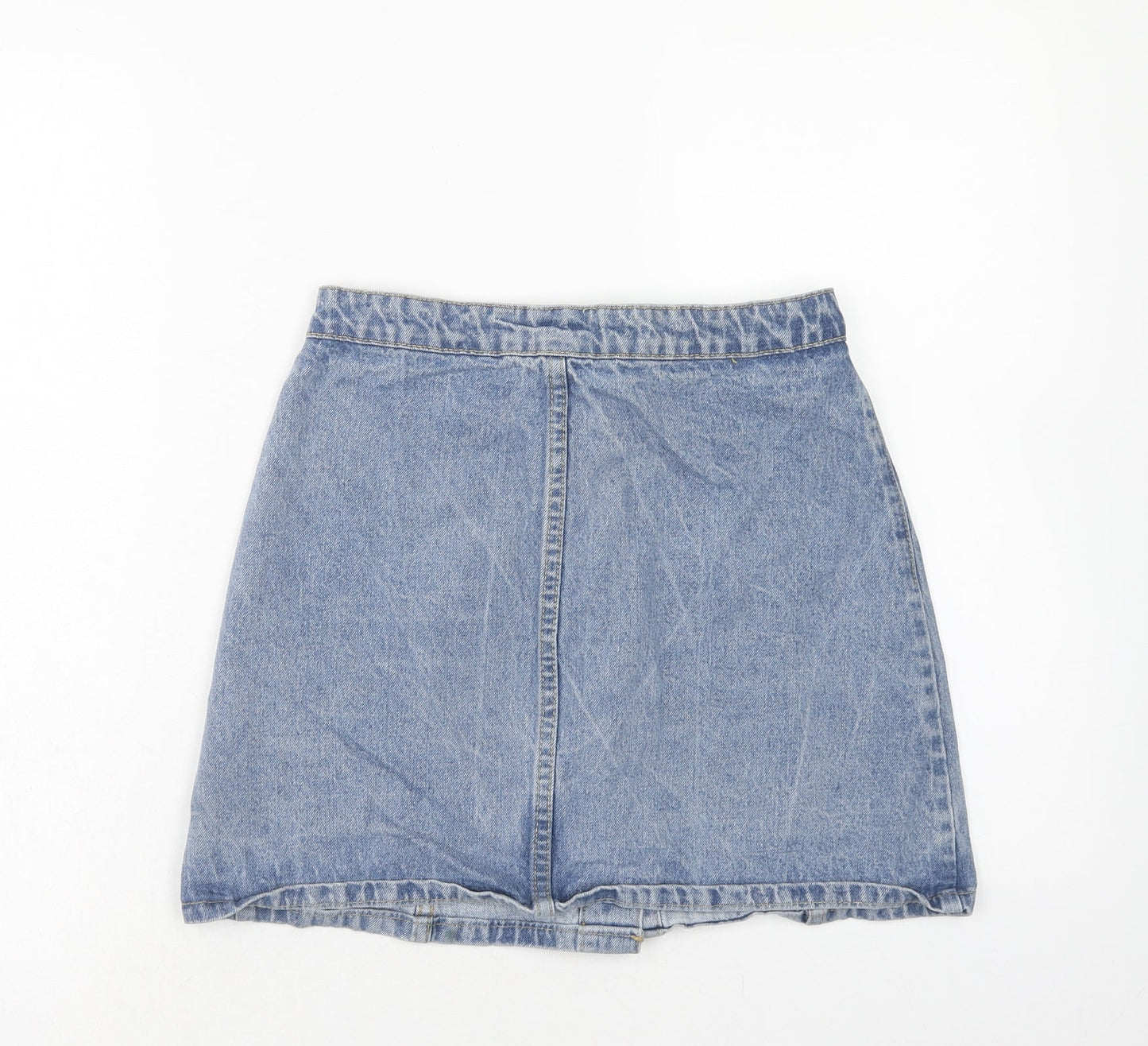 Denim & Co. Womens Blue Cotton A-Line Skirt Size 8 Button