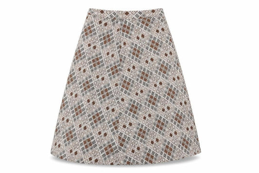 Preworn Womens Brown Geometric Acrylic A-Line Skirt Size 14 Zip