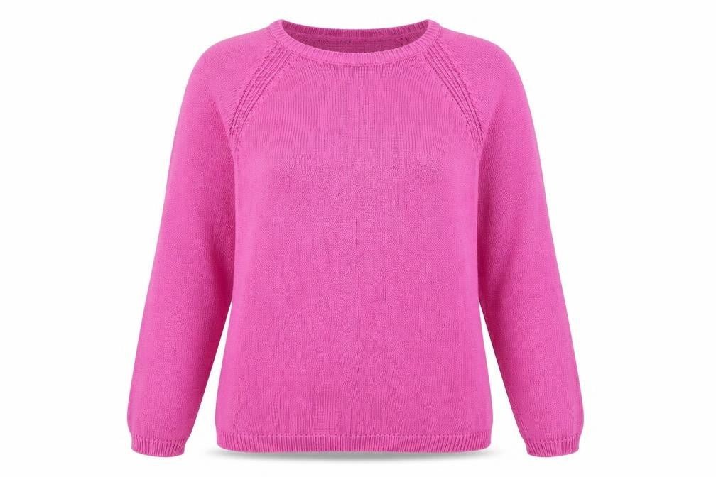 EWM Womens Pink Round Neck 100% Cotton Pullover Jumper Size 12