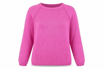 EWM Womens Pink Round Neck 100% Cotton Pullover Jumper Size 12