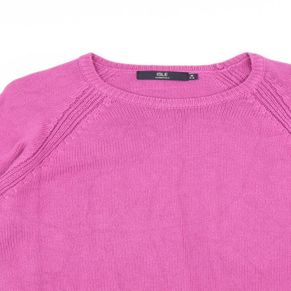 EWM Womens Pink Round Neck 100% Cotton Pullover Jumper Size 12