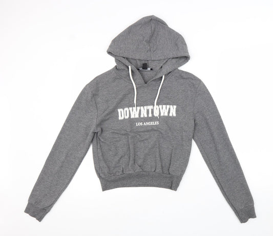 Atmosphere Womens Grey Cotton Pullover Hoodie Size 6 Pullover - Cropped Downtown