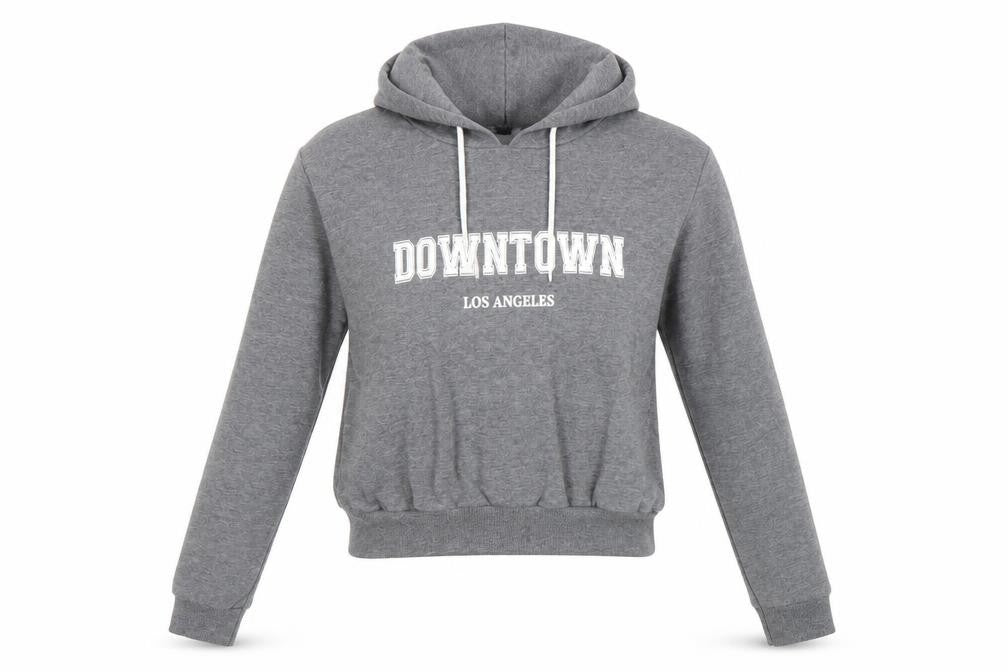 Atmosphere Womens Grey Cotton Pullover Hoodie Size 6 Pullover - Cropped Downtown
