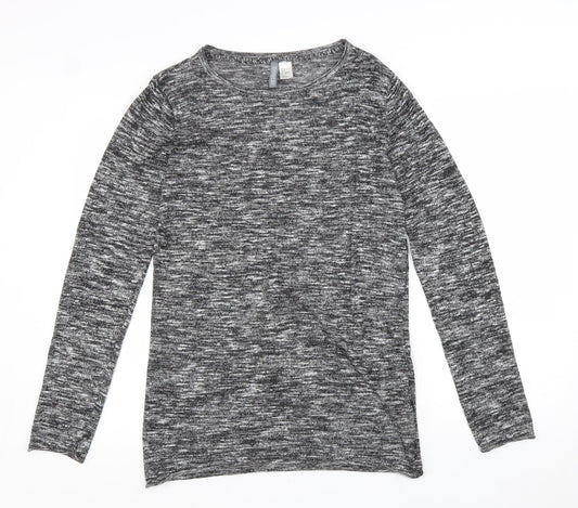 Divided Womens Grey Polyester Basic Blouse Size S Boat Neck