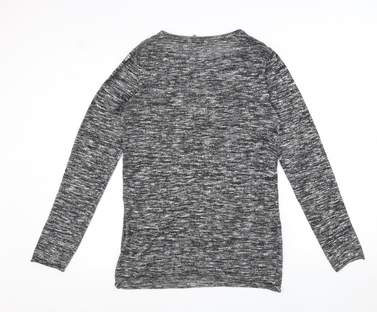 Divided Womens Grey Polyester Basic Blouse Size S Boat Neck
