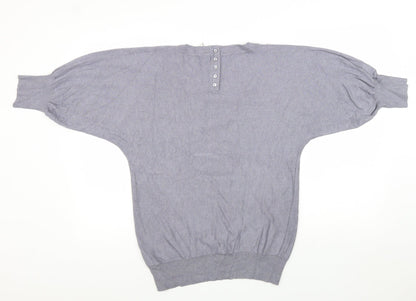 Next Womens Grey Scoop Neck Viscose Pullover Jumper Size 8 Button
