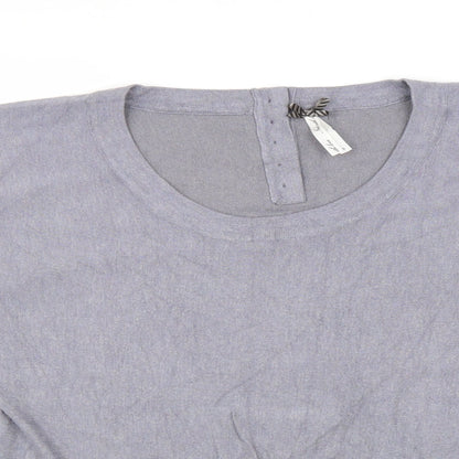 Next Womens Grey Scoop Neck Viscose Pullover Jumper Size 8 Button