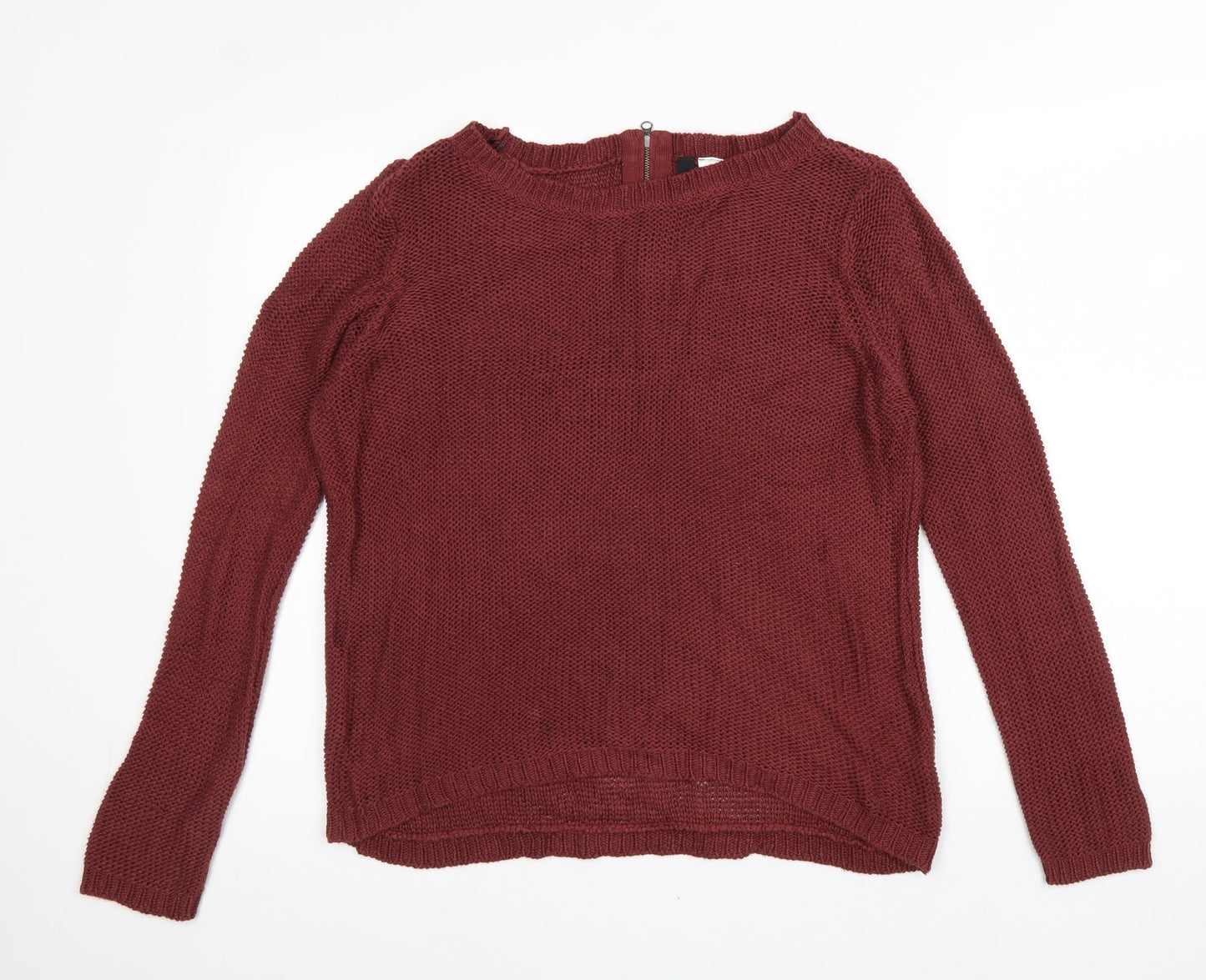 Divided Womens Red Boat Neck Acrylic Pullover Jumper Size 10