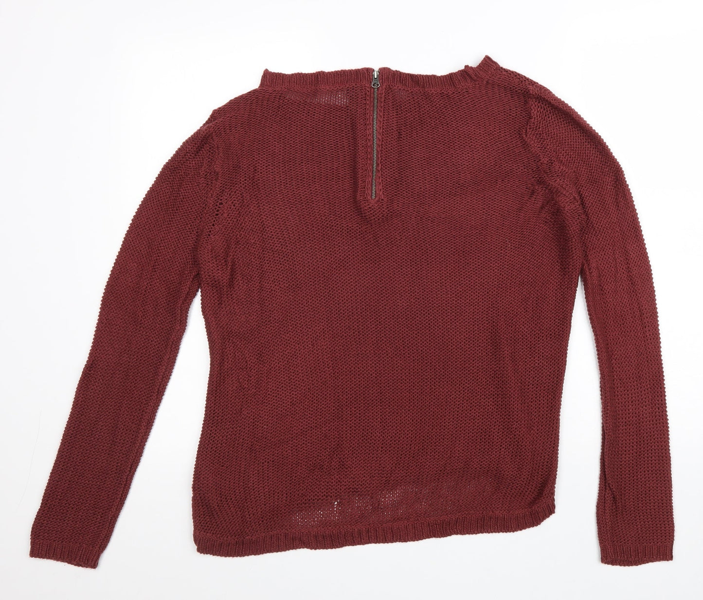 Divided Womens Red Boat Neck Acrylic Pullover Jumper Size 10