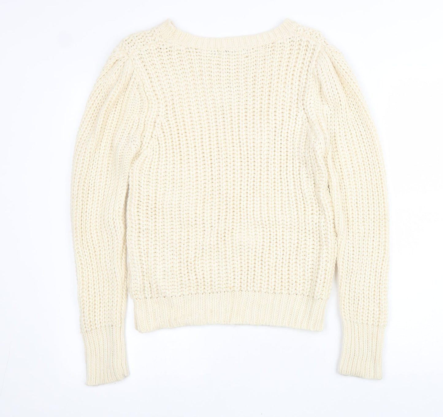 QED London Womens Beige Scoop Neck Acrylic Pullover Jumper Size M