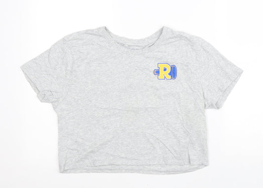 Riverdale Womens Grey Cotton Basic T-Shirt Size M Round Neck