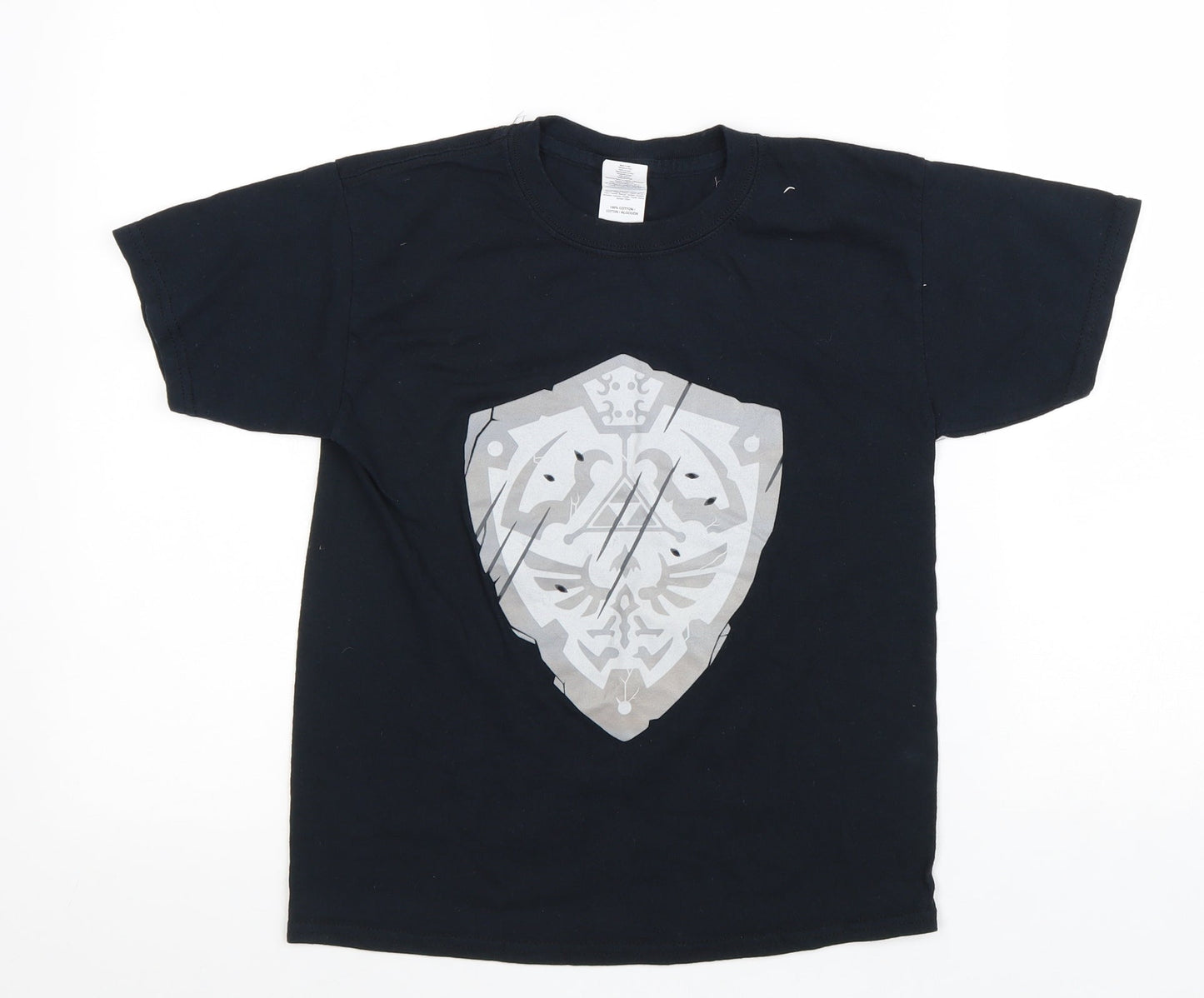 Gildan Boys Blue 100% Cotton Basic T-Shirt Size S Round Neck Pullover
