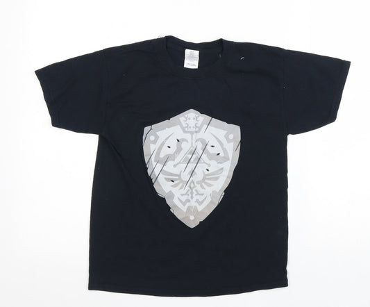 Gildan Boys Blue 100% Cotton Basic T-Shirt Size S Round Neck Pullover
