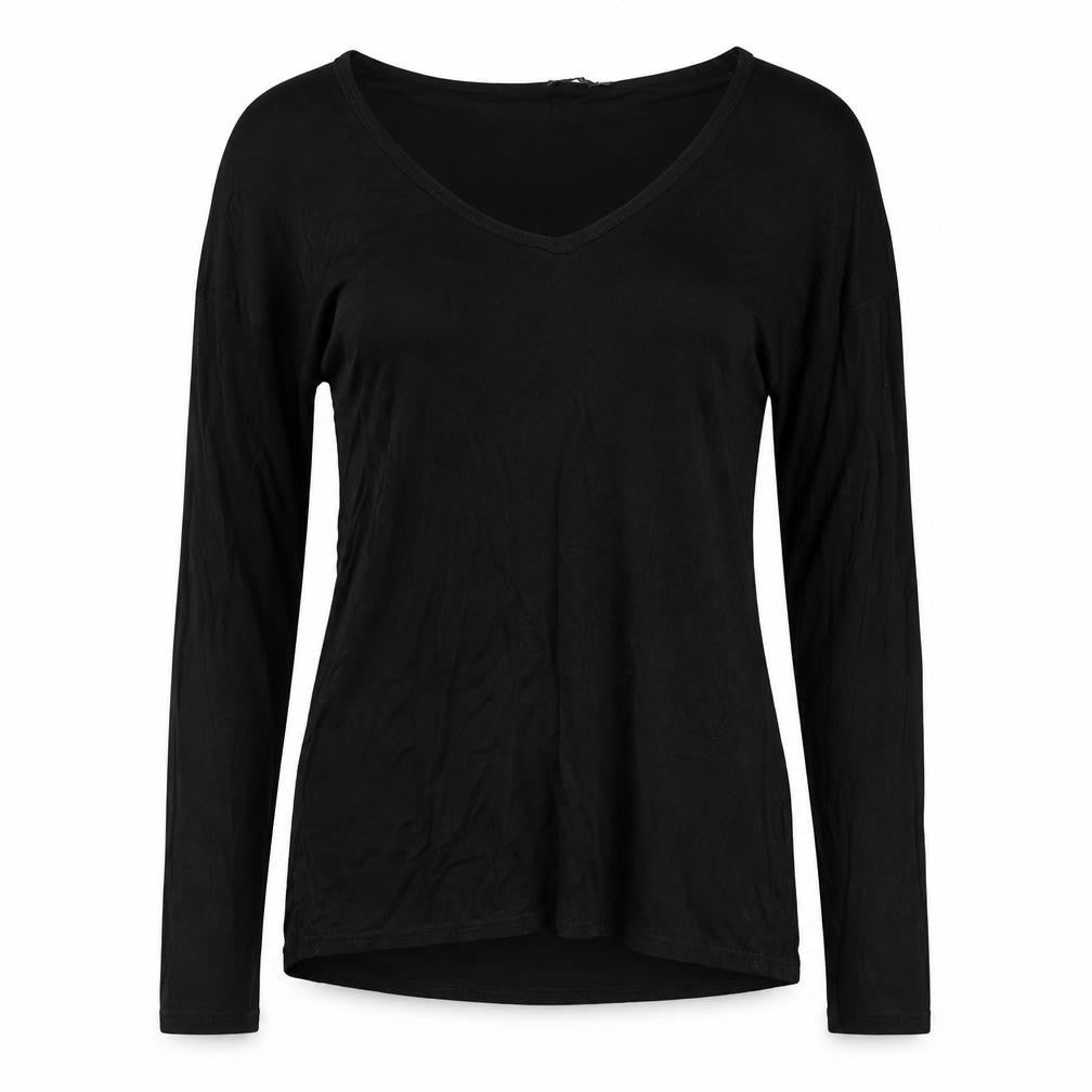 Boohoo Womens Black Polyester Basic T-Shirt Size 10 V-Neck