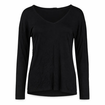 Boohoo Womens Black Polyester Basic T-Shirt Size 10 V-Neck