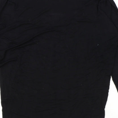 Boohoo Womens Black Polyester Basic T-Shirt Size 10 V-Neck