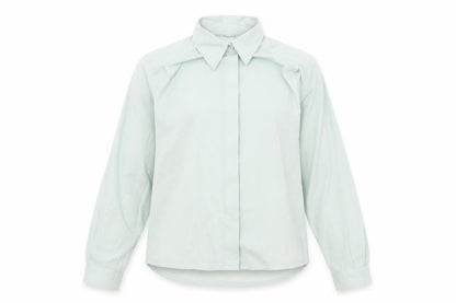 Preworn Womens Blue Polyester Basic Button-Up Size 10 Collared