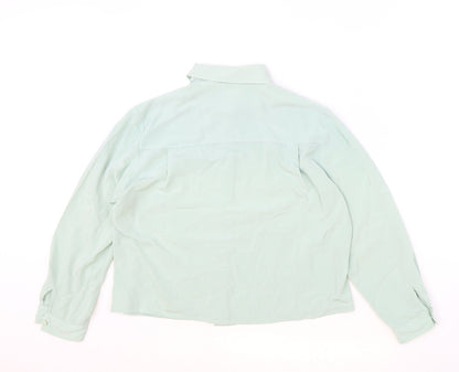Preworn Womens Blue Polyester Basic Button-Up Size 10 Collared